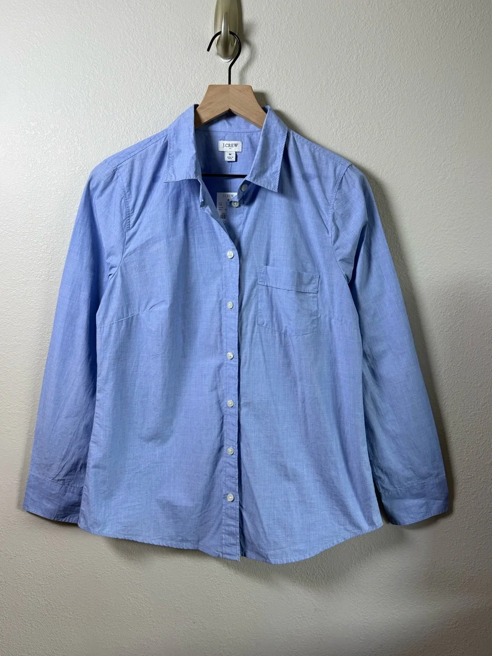 J Crew NWT Blue Signature Fit Button Up Cotton Long Sleeve Shirt AG364 Sz MED